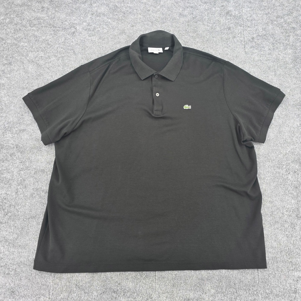 Lacoste Mens Regular Fit Short Sleeve Polo Shirt Black Cotton Size 4XL US 9